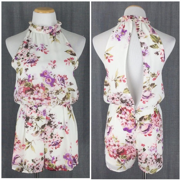 Cotton Candy Pants - Cotton Candy Size S  Floral Halter Romper